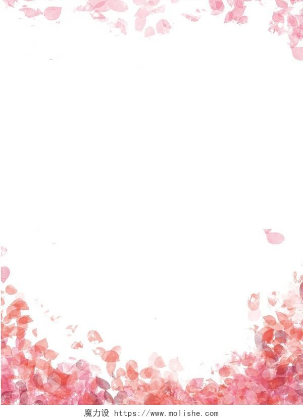 粉色七夕情人节玫瑰花花瓣鲜花边框png素材元素